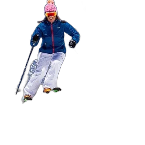 staff, jacket, skier, blue, white, pants, descends, snowy transparent PNG cut-out