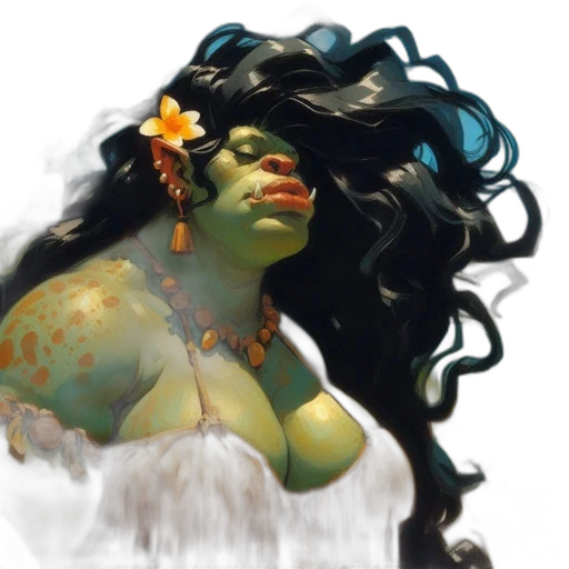 creature, crown, concept art, fantasy art, photorealistic, watercolor, underwater, green transparent PNG cut-out