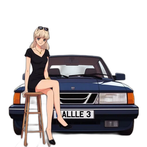 car, dress, anime, pixel art, cartoon, photorealistic, inside, wooden transparent PNG cut-out