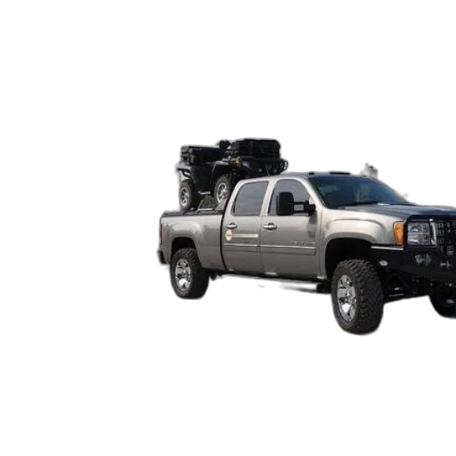 car, 3d render, silver, pickup, truck, black, white, trailer transparent PNG cut-out