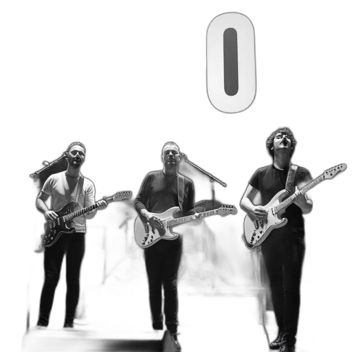 black, white, image, band, performing, stage, text, air transparent PNG cut-out