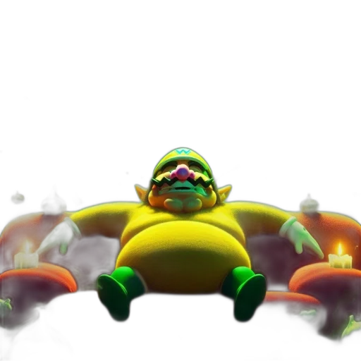 creature, robot, animal, staff, concept art, 3d render, green, obese transparent PNG cut-out