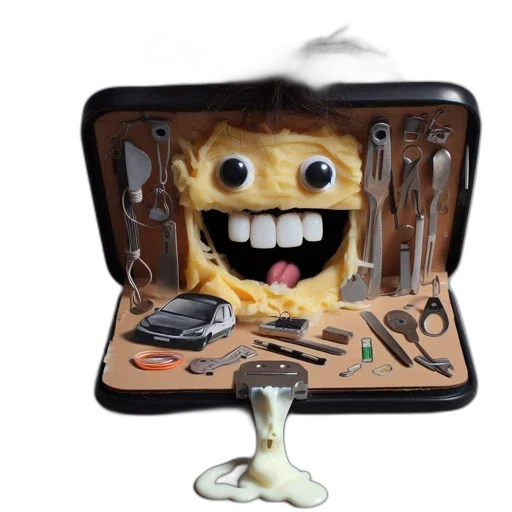 food, robot, face, furniture, unusual, portrait, emerges, open transparent PNG cut-out