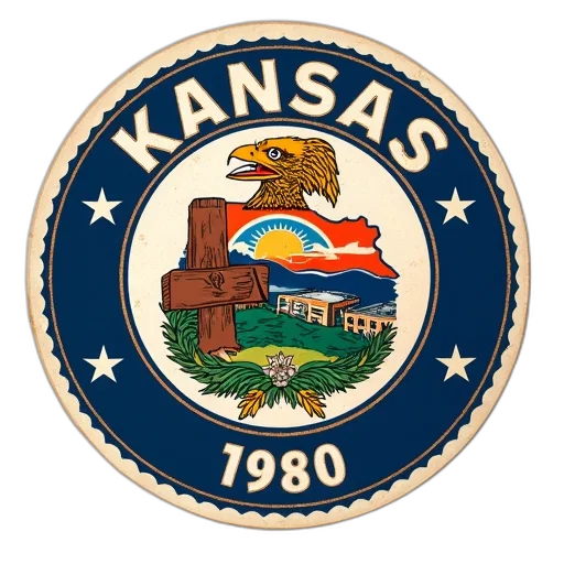 round, sticker, state, seal, kansas transparent PNG cut-out