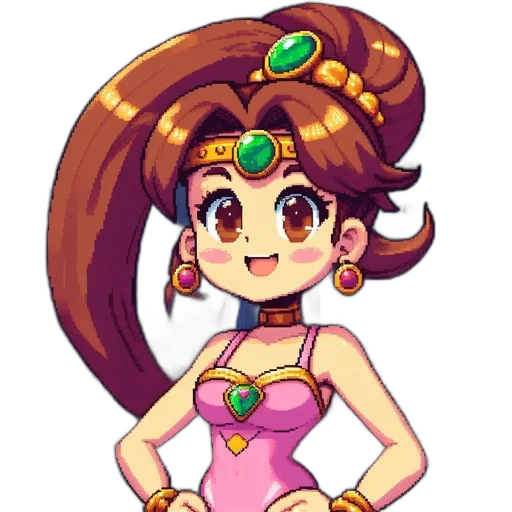 crown, staff, dress, pixel art, anime, cartoon, concept art, colorful transparent PNG cut-out