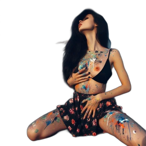 dress, photorealistic, concept art, fantasy art, watercolor, woman, adorned, colorful transparent PNG cut-out