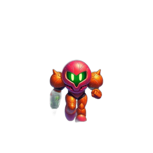 robot, weapon, creature, staff, pixel art, 3d render, concept art, vaporwave transparent PNG cut-out