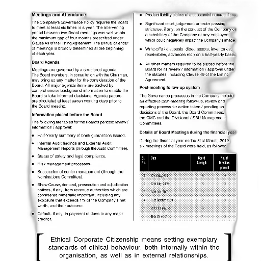 document, titled, report, corporate, governance, discusses, meetings, attendance transparent PNG cut-out