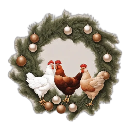 food, photorealistic, festive, wreath, pine, base, adorned, intricate transparent PNG cut-out