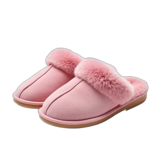 shoes, vaporwave, pastel, pair, pink, slippers, fluffy, fur transparent PNG cut-out