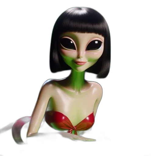 creature, dress, robot, jewelry, 3d render, concept art, fantasy art, cartoon transparent PNG cut-out