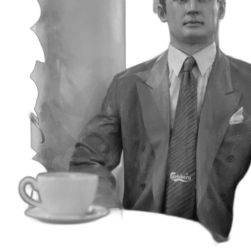 staff, face, umbrella, photorealistic, 3d render, vaporwave, concept art, man transparent PNG cut-out