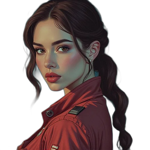 jacket, face, staff, weapon transparent PNG cut-out