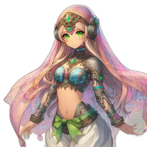 dress, mask, crown, staff, fantasy art, concept art, pixel art, anime transparent PNG cut-out