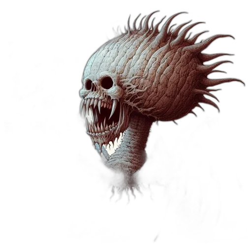 creature, hair, mask, face, concept art, 3d render, fantasy art, photorealistic transparent PNG cut-out