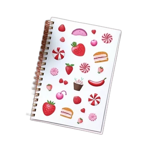 food, red, peppermint, planner, stickers, cute, school, office transparent PNG cut-out