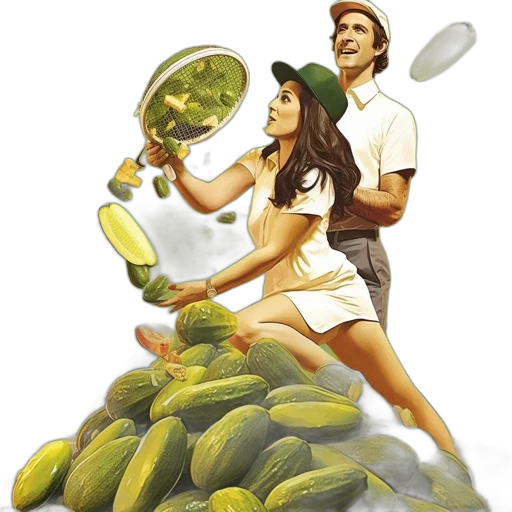 food, photorealistic, concept art, oil painting, pixel art, unusual, pickle-generating, scene transparent PNG cut-out