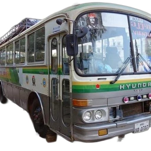 green, white, bus, word, hyundai, front transparent PNG cut-out