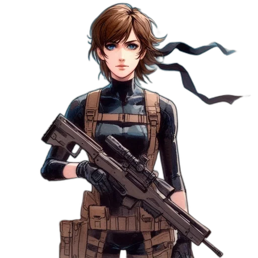 weapon, staff, jacket, pixel art, concept art, cyberpunk, anime, animated transparent PNG cut-out