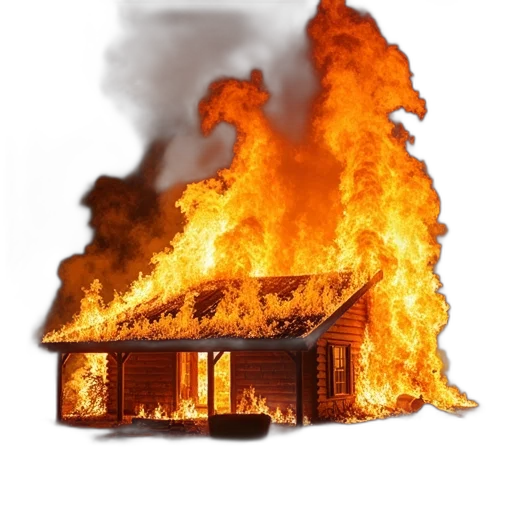 furniture, building, jacket, 3d render, photorealistic, concept art, fire, large transparent PNG cut-out