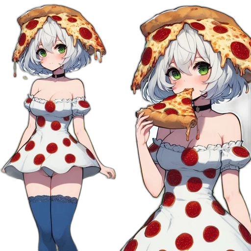 food, dress, concept art, anime, pixel art, cartoon, monochrome, two transparent PNG cut-out