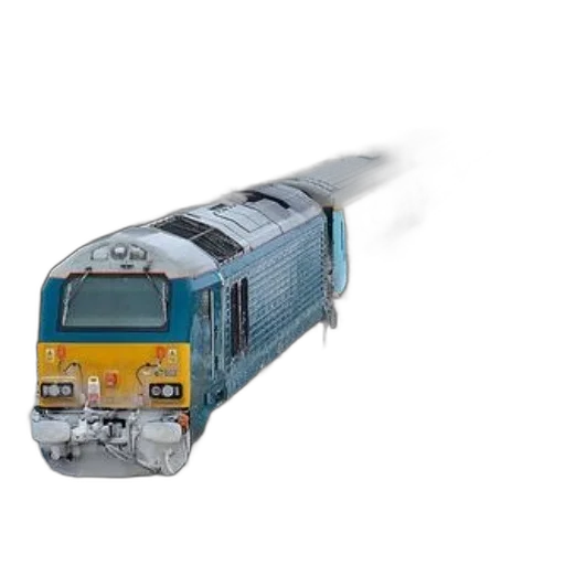 photorealistic, 3d render, blue, yellow, train, travels, through, snowy transparent PNG cut-out