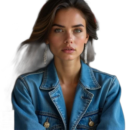 jacket, face, jewelry, hair transparent PNG cut-out