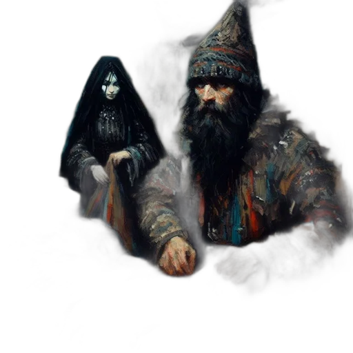 mask, staff, hat, face, concept art, fantasy art, pixel art, oil painting transparent PNG cut-out
