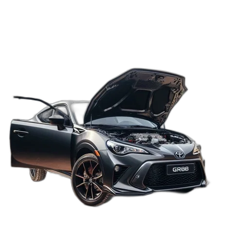 car, dragon, 3d render, photorealistic, modern, toyota, gr86, parked transparent PNG cut-out