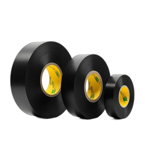 3d render, set, four, black, tape, rolls, displayed, against transparent PNG cut-out
