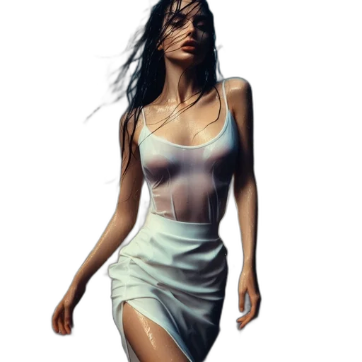 dress, concept art, fantasy art, photorealistic, oil painting, blue, pastel, woman transparent PNG cut-out