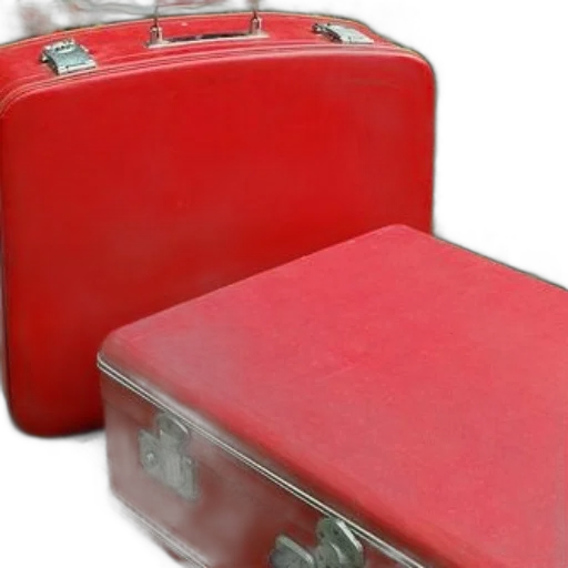 furniture, weapon, 3d render, red, two, vintage, suitcases, metal transparent PNG cut-out