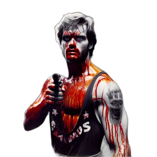 comic book art, concept art, pixel art, photorealistic, man, red, markings, him transparent PNG cut-out
