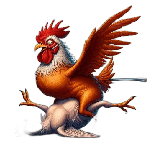 animal, weapon, photorealistic, concept art, fantasy art, 3d render, lively, rooster transparent PNG cut-out