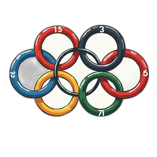 jacket, jewelry, stylized, illustration, five, interconnected, rings, each transparent PNG cut-out