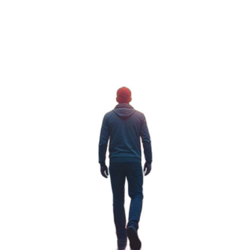 jacket, robot, staff, face, concept art, 3d render, pixel art, photorealistic transparent PNG cut-out