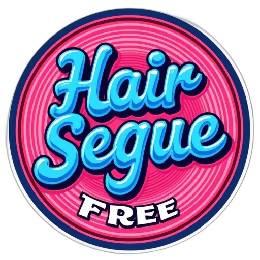 hair, vaporwave, circular, sticker, pink, background, blue, border transparent PNG cut-out