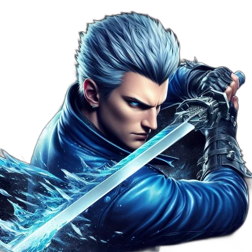 sword, fantasy art, concept art, pixel art, photorealistic, blue, animated, figure transparent PNG cut-out