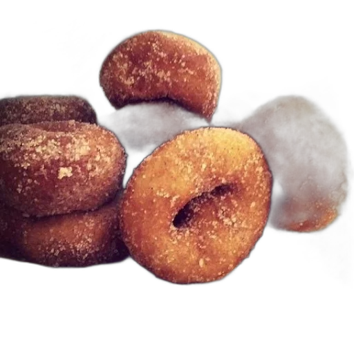 food, 3d render, photorealistic, earth tones, pile, sugary, doughnuts, table transparent PNG cut-out