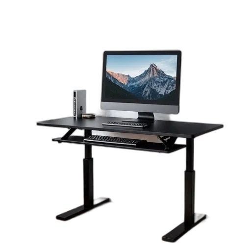 furniture, staff, 3d render, modern, office, setup, black, adjustable transparent PNG cut-out