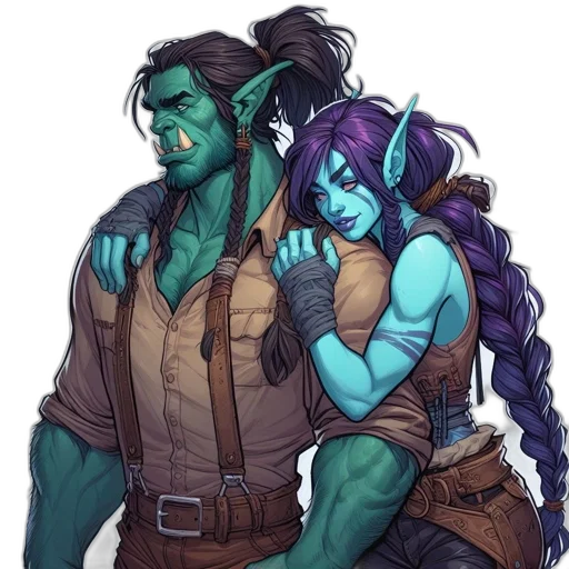 fantasy art, concept art, comic book art, pixel art, blue, green, two, animated transparent PNG cut-out