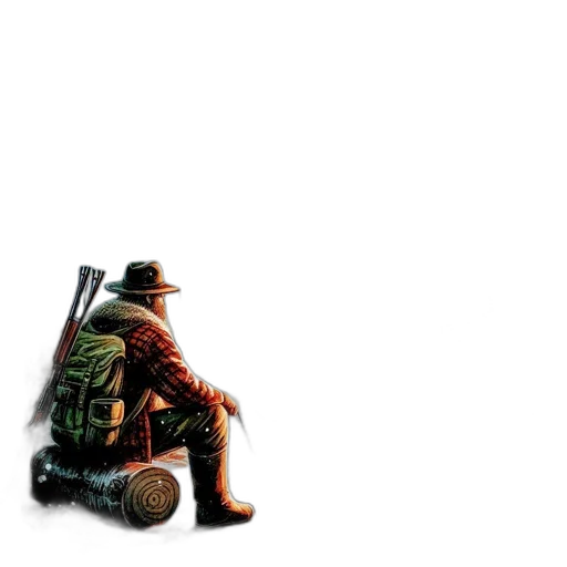 hat, weapon, jacket, sword, comic book art, concept art, pixel art, fantasy art transparent PNG cut-out