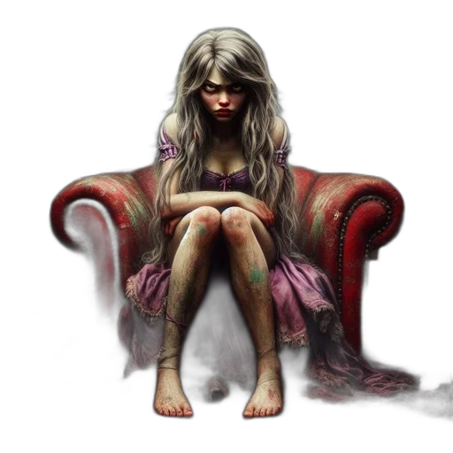 dress, face, creature, concept art, fantasy art, comic book art, photorealistic, dark transparent PNG cut-out