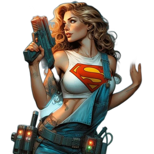 weapon, comic book art, concept art, fantasy art, cartoon, woman, future, garb transparent PNG cut-out