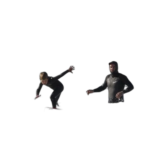 3d render, concept art, outer space, underwater, fire, two, people, wetsuits transparent PNG cut-out