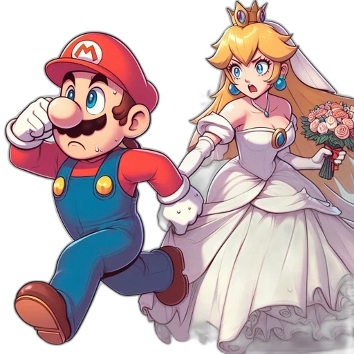 dress, crown, concept art, pixel art, watercolor, 3d render, iconic, mario transparent PNG cut-out