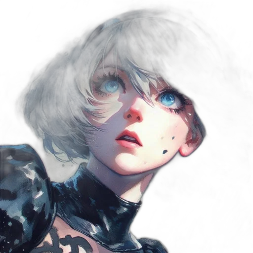face, robot, mask, hair, fantasy art, watercolor, photorealistic, concept art transparent PNG cut-out