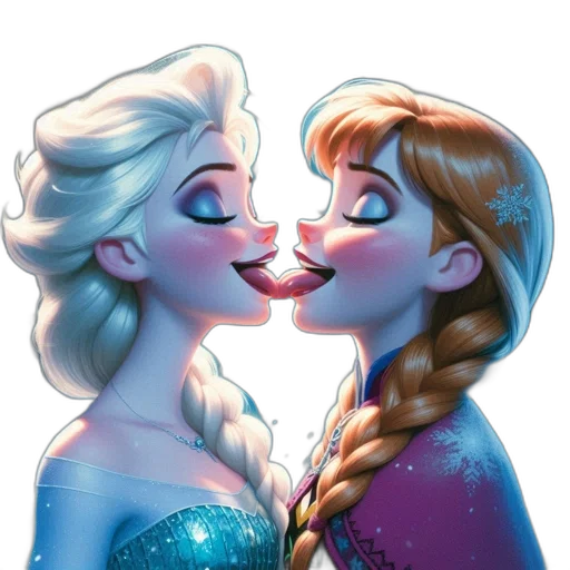 cartoon, comic book art, concept art, snow, elsa, anna, two, female transparent PNG cut-out