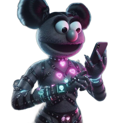 robot, animal, creature, jacket, 3d render, cyberpunk, concept art, cartoon transparent PNG cut-out