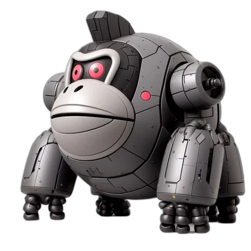 robot, creature, concept art, 3d render, articulated, metallic, robotic, gorilla transparent PNG cut-out